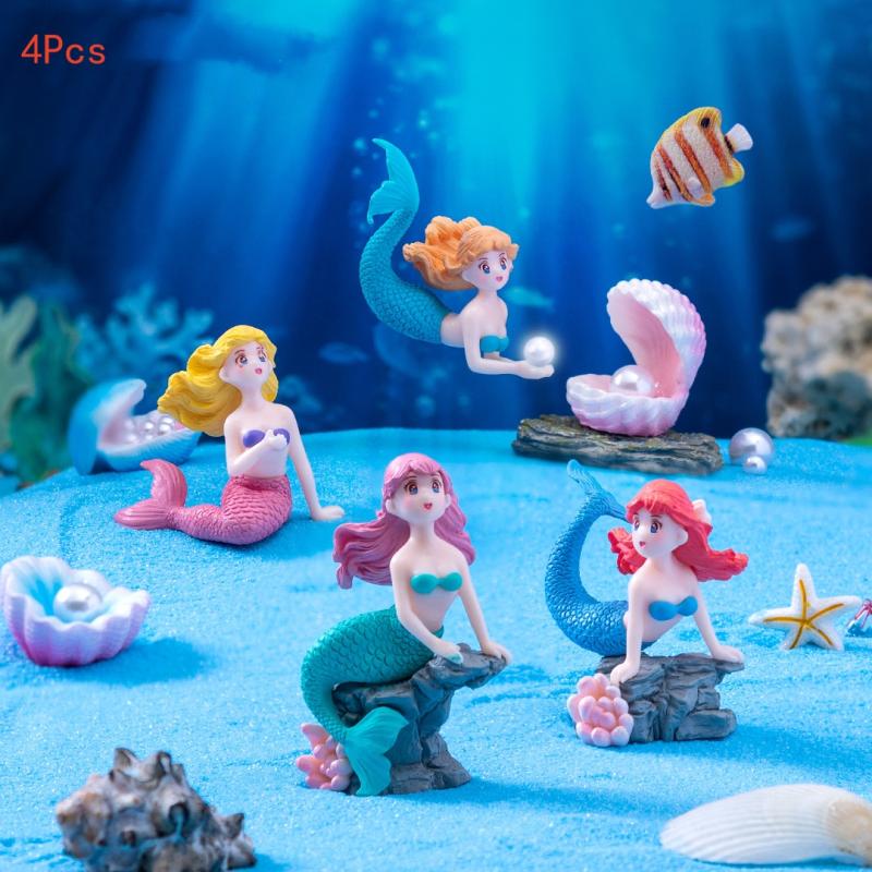 Aquarium Fish Only - 4Pcs 플라스틱 물고기 탱크 작은 인어