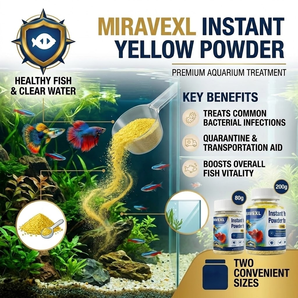 Aquarium Fish Medicine - 미라베엑스엘 관상어용 즉효성 황색 분말, 효과적인