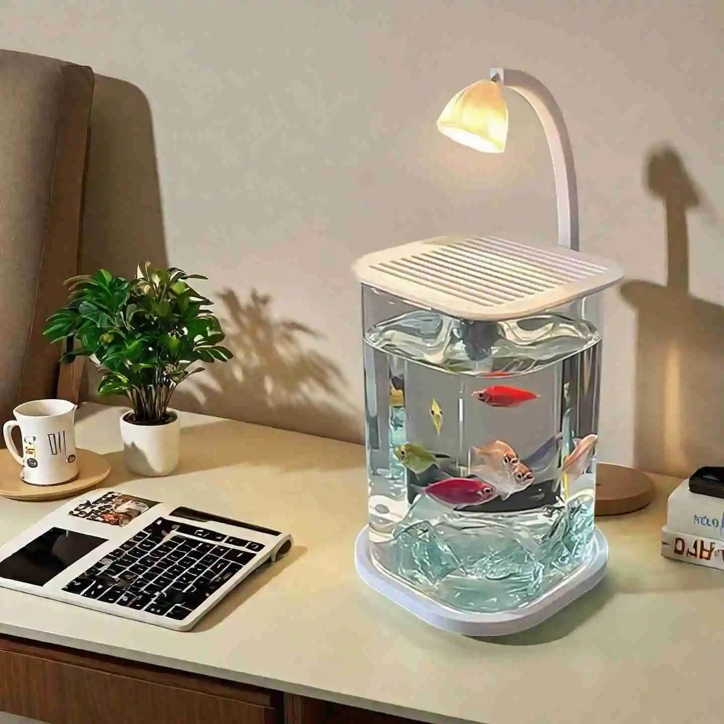 Aquarium Fish Betta - 미니 베타 물고기 유리 수조 데스크탑