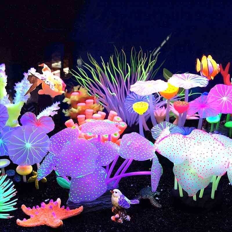 실리콘 발광 조경 인공 어항 물광 발광 산호 해바라기  - Aquarium Fish Artificial 리뷰 및 가격