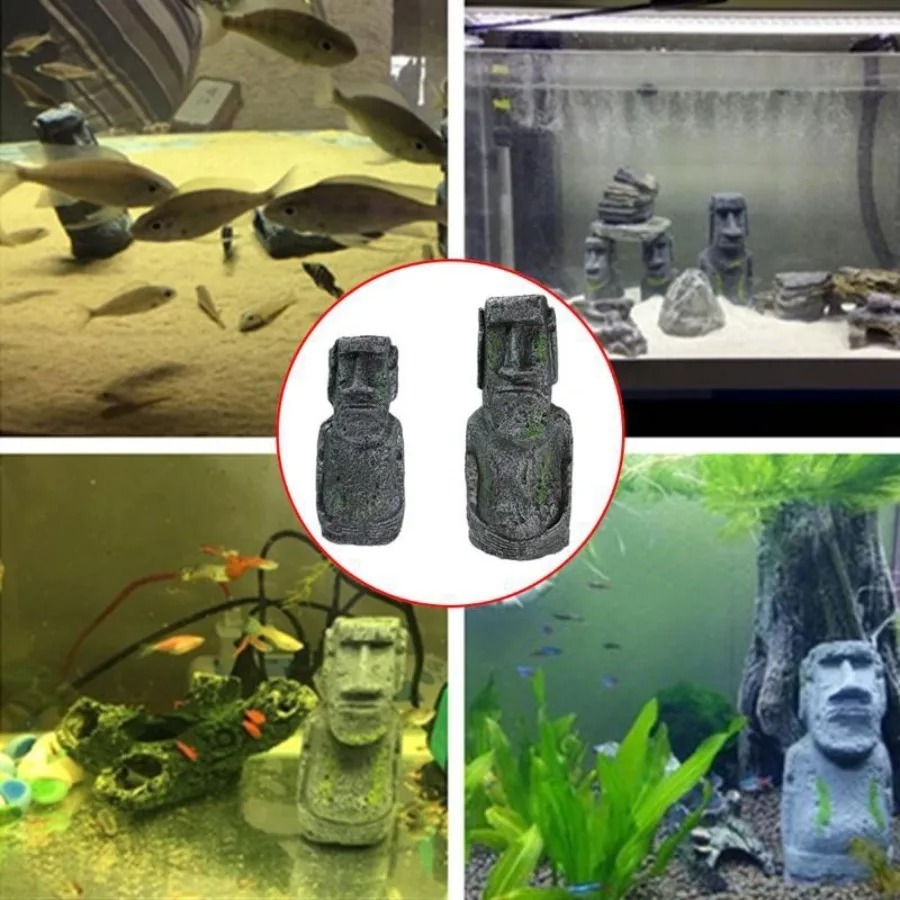 부활절 섬 돌 조각상 송진 장식, 어항 풍경 수족관 장 - Aquarium Fish Artificial 리뷰 및 가격