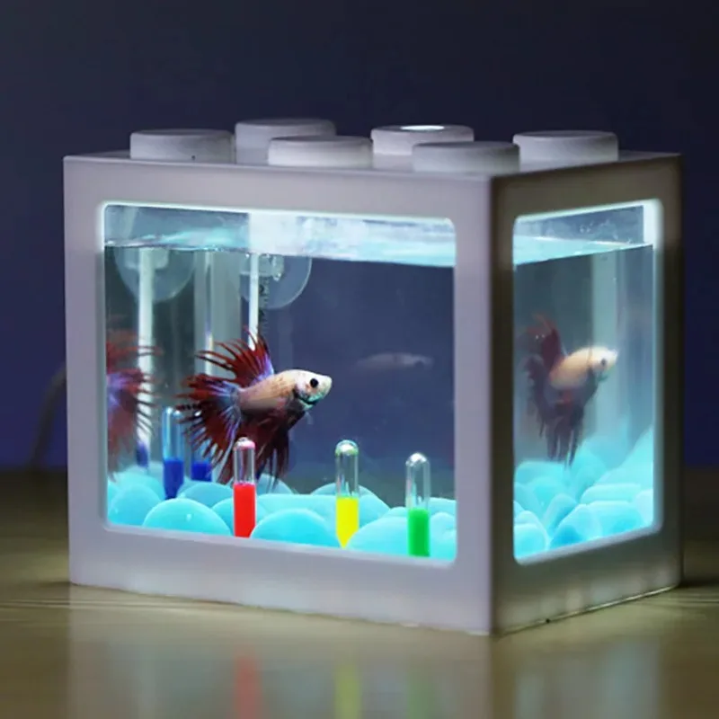 1L USB LED 데스크탑 미니 수족관 물고기 탱크  - Aquarium Fish Betta 리뷰 및 가격